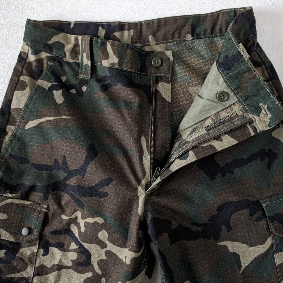  Spain army wood camouflage pattern / camouflage pattern military cargo pants old clothes /W31L28[L1052]