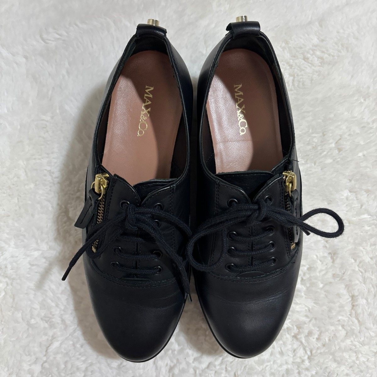 MAX&CO マックスアンドコー ジップ ローファー 厚底 36 黒 MAX&CO マックスアンドコー ジップ ローファー 厚底 36 黒