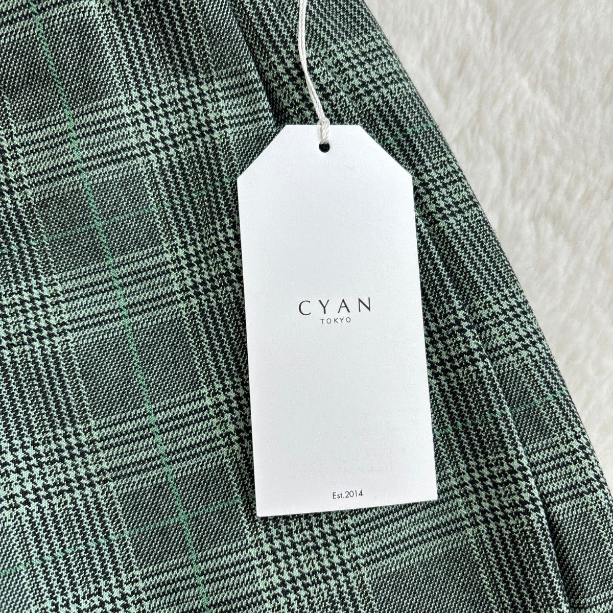 新品未使用　 CYAN TOKYO 　シアントーキョー　グレンチェックワイドパンツ　イージーパンツ　グリーン　チェック