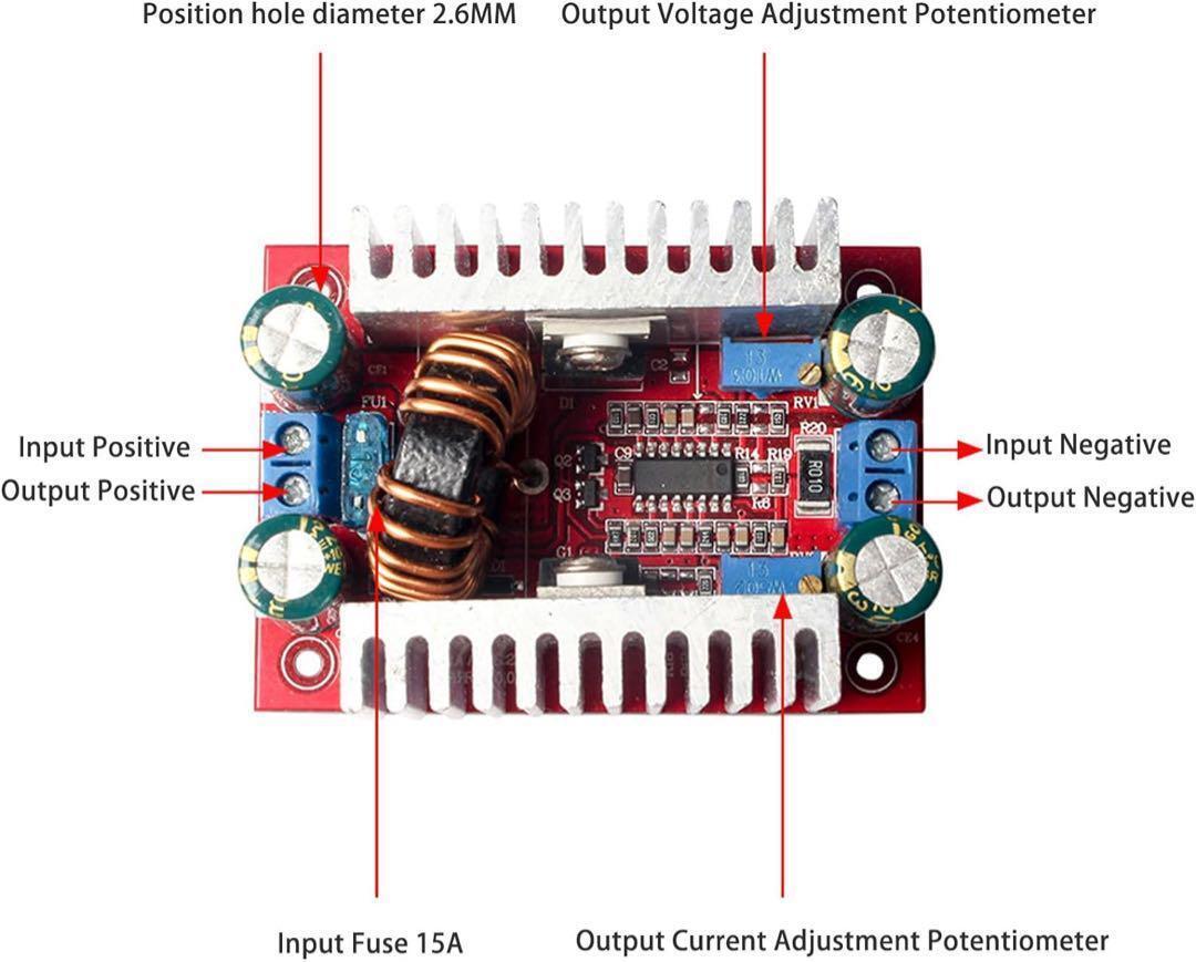 新品 400W 15A DC-DC ブーストコンバータステップアップモジュール