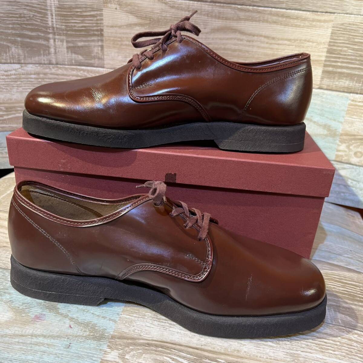 【デッドストック】ヴィンテージ　Made in USA/International Shoe Company プレーントゥ革靴　US10E 28cm ブラウン　サービスシューズusn_画像5