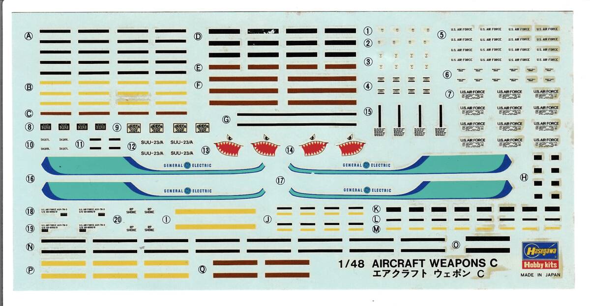 ☆即決あり☆1/48 ハセガワ デカール エアクラフト ウェポン C アメリカ ミサイルセット _画像1