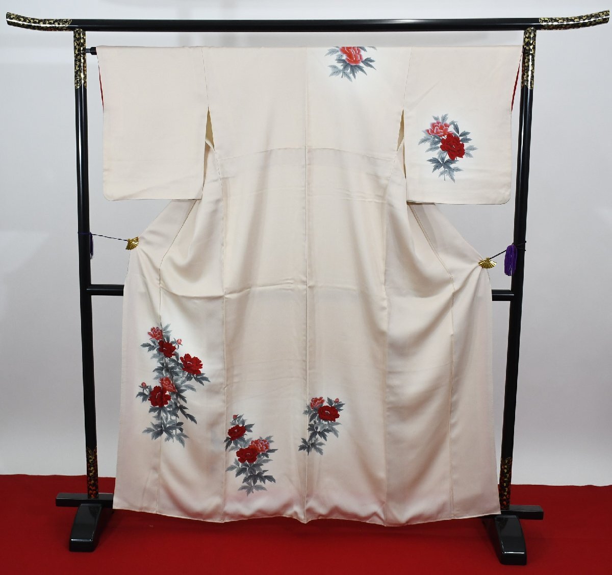 訪問着 披露宴 花 正絹 縮緬 身丈157cm 裄丈65cm ★着物 パーティー t‐1793 桜庭呉服店_画像2