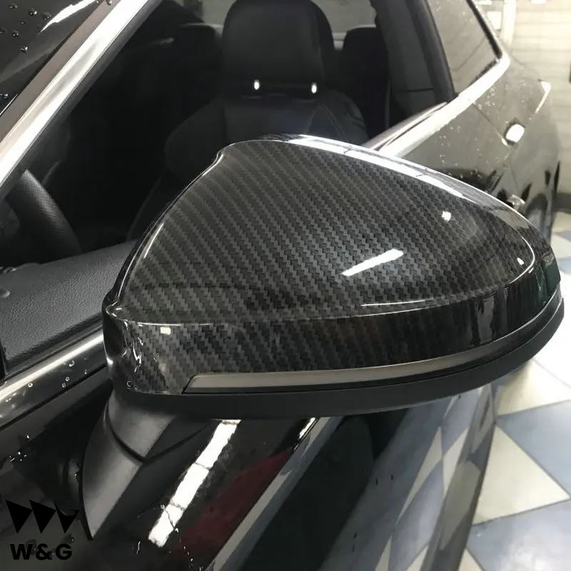 2pcs アウディ A4 A5 B9 Side Mirror Caps Carbon Look 2017 2018 2019 S4 S5 RS5 allroad Quattro replace Covers_画像1