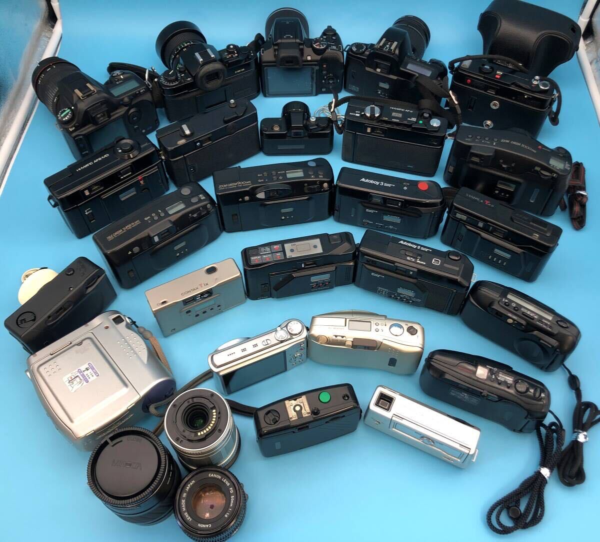 フィルムカメラ デジカメ レンズ まとめて28点 一眼レフ 日本製 ジャンク キャノン コニカ ミノルタ PENTAX FUJI Canon KONICA チェキ 大量の画像3