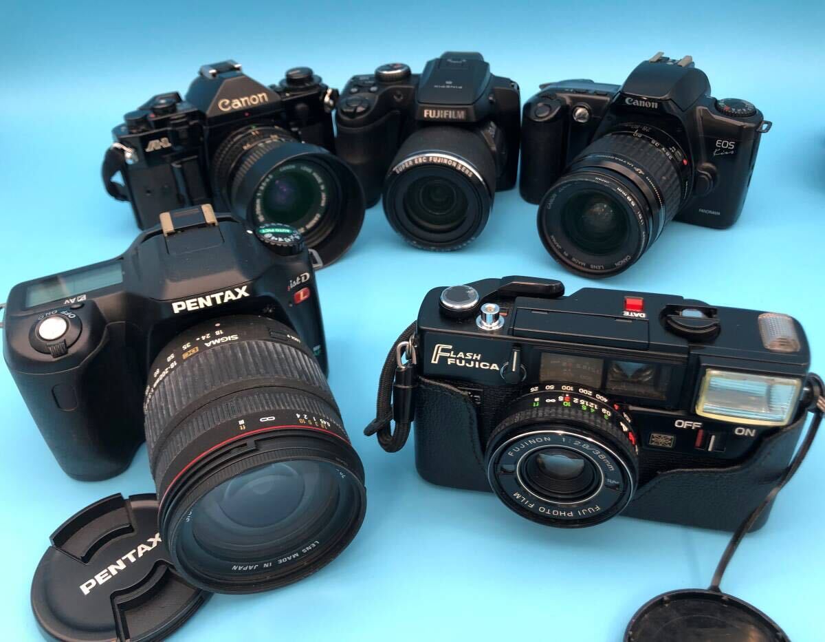 フィルムカメラ デジカメ レンズ まとめて28点 一眼レフ 日本製 ジャンク キャノン コニカ ミノルタ PENTAX FUJI Canon KONICA チェキ 大量の画像4