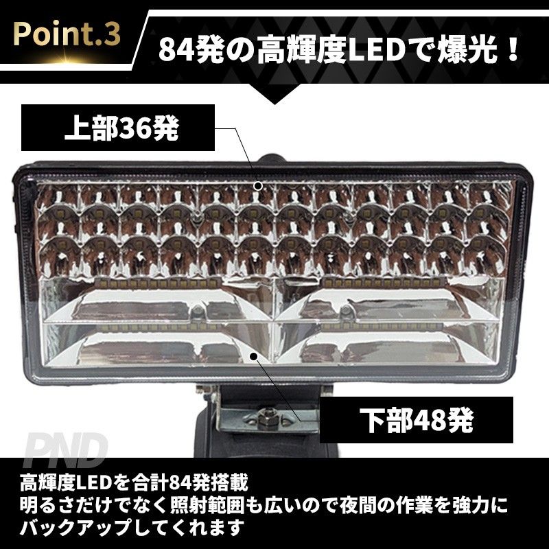 180W LED ワークライト USB充電付き マキタバッテリー 18V  投光器 互換 DIY 集魚灯 作業 防災 makita