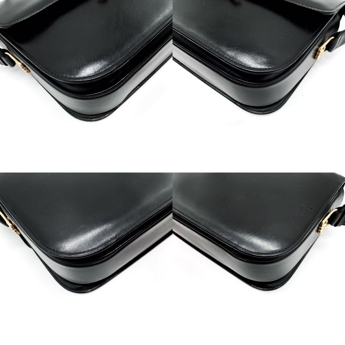 1 иен [ первоклассный ]CELINE Celine сумка на плечо большая сумка Trio mf металлические принадлежности Gold заслонка машина f кожа натуральная кожа черный плечо .. Macadam 