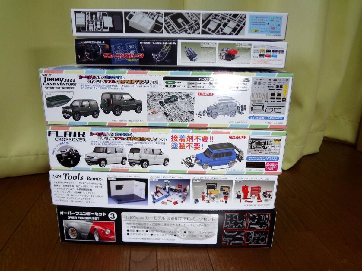 フジミ　1/24 プラモデル（カーモデル系色々セット）ジムニーjb23、マツダフレア、ツールリミックスなど6箱_画像2