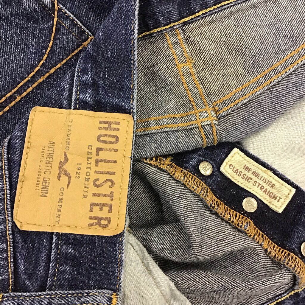 【FE190】HOLLISTER W34 L32 色落ち加工 ダメージ加工 ジーンズ ジーパン デニムパンツ メンズブランド古着 ホリスター 送料無料