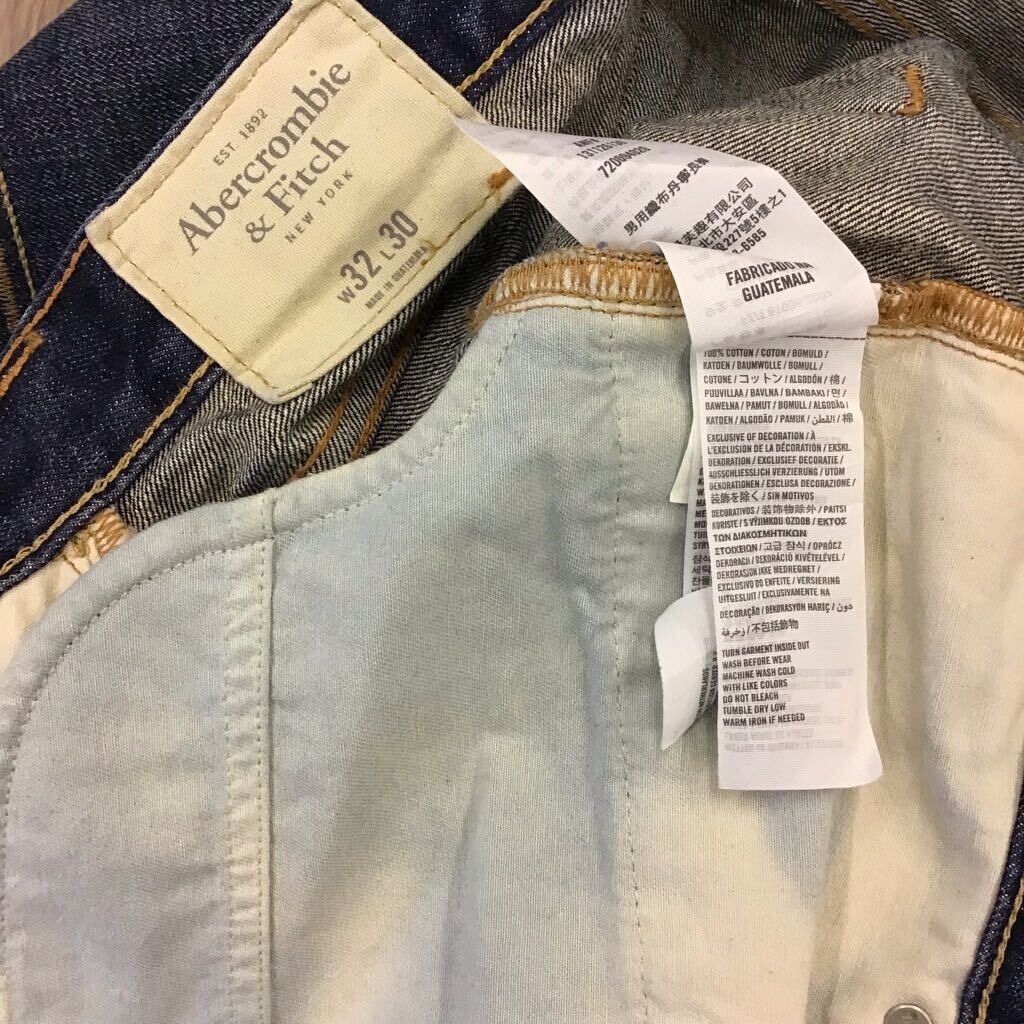 【FE202】Abercrombie&Fitch W32 L30 色落ち加工 ジーンズ ジーパン デニムパンツ メンズブランド古着 アバクロンビー&フィッチ 送料無料_画像6