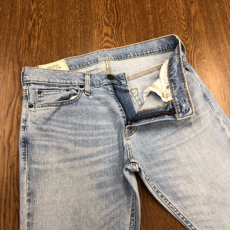 【FE094】HOLLISTER W31 L32 色落ち加工 ジーンズ ジーパン デニムパンツ ストレッチ生地 スキニー ブランド古着 ホリスター 送料無料