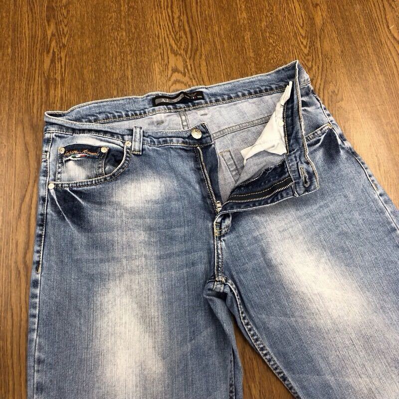 【FE106】ARMANI JEANS W34 色落ち加工 ジーンズ ジーパン デニムパンツ 裾再現仕上げ メンズブランド古着 アルマーニジーンズ 送料無料