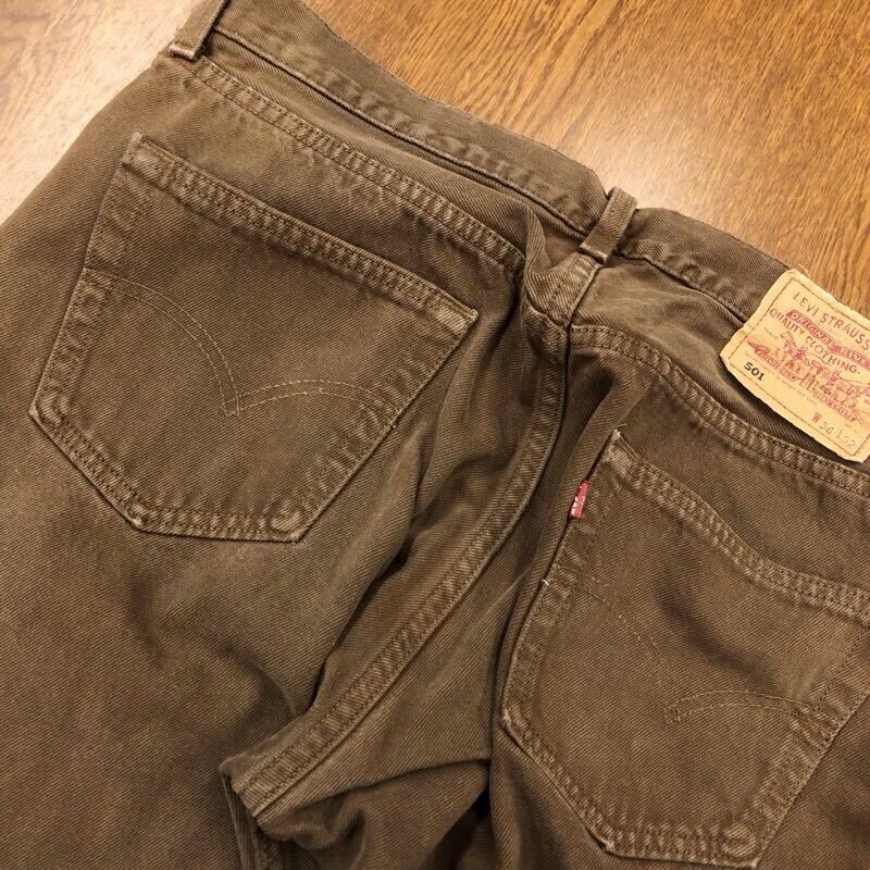 【FE120】USA製 Levi's 501 W36 L32 定番ストレート カラーパンツ ブラウン 茶色 メンズブランド古着 リーバイス501 送料無料_画像10