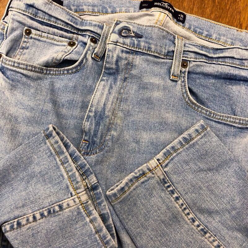 【FE146】HOLLISTER W36 L32 色落ち加工 スキニー ジーンズ ジーパン デニムパンツ ストレッチ生地 ブランド古着 ホリスター 送料無料