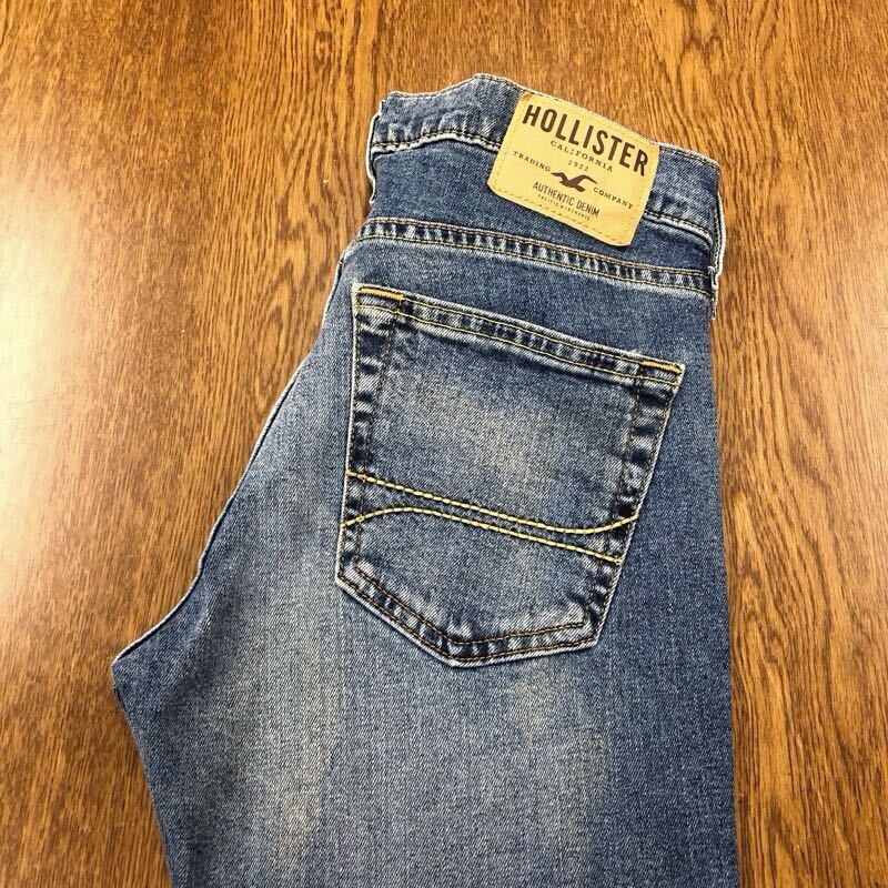 【FE155】HOLLISTER W29 L30 色落ち加工 スキニー ジーンズ ジーパン デニムパンツ ストレッチ生地 メンズブランド古着 ホリスター送料無料_画像1