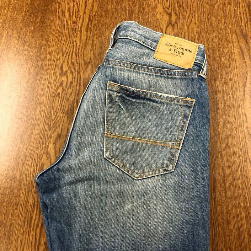 【FE164】Abercrombie&Fitch W30 L30 色落ち加工 ダメージ加工 スキニー ジーンズ ジーパン デニムパンツ ブランド古着 アバクロ 送料無料_画像1