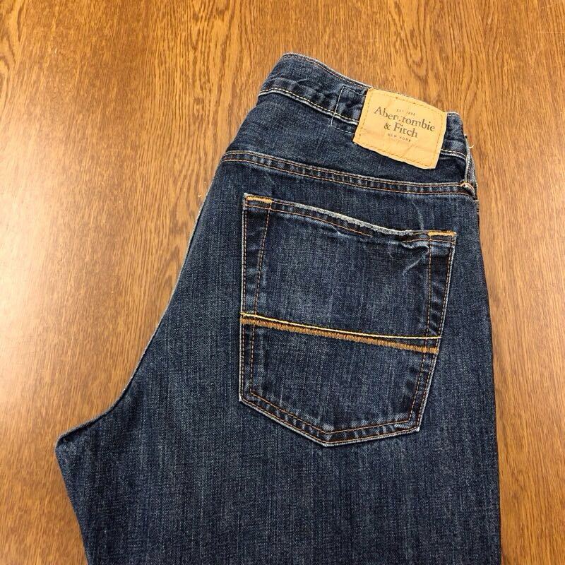 【FE215】Abercrombie&Fitch W34 L32 色落ち加工 ダメージ加工 スキニー ジーンズ デニムパンツ 裾再現仕上げ ブランド古着 送料無料_画像1