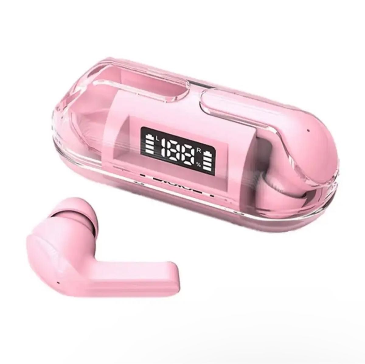 ピンク色  スケルトン色 ワイヤレスイヤフォン Bluetooth5.3 HIFIサウンド 防水 USB タイプC充電