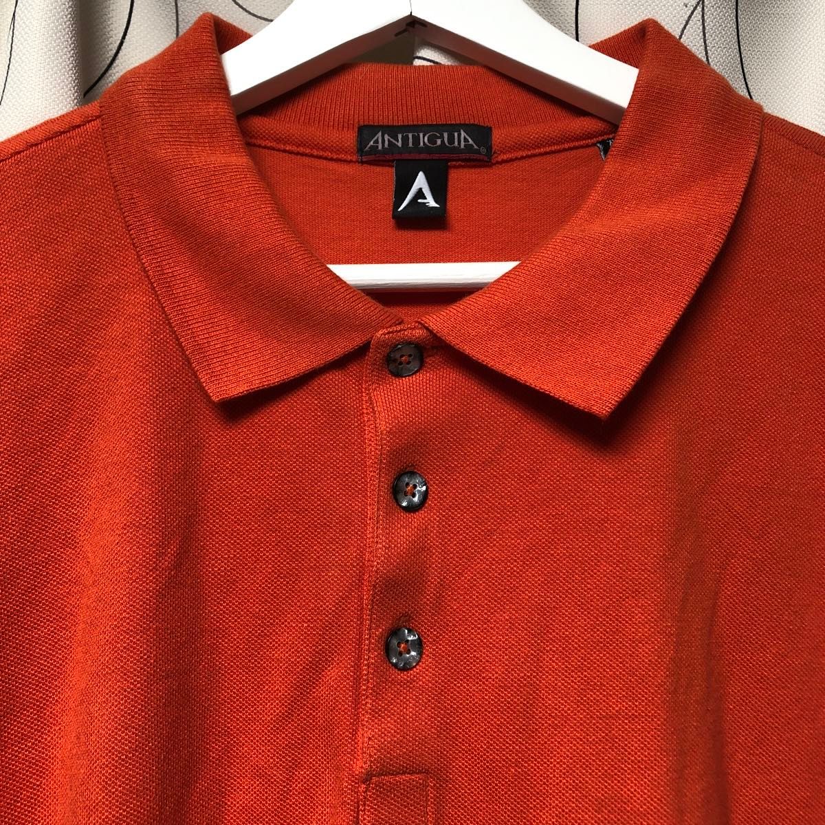 US古着【Antigua アンティグア】長袖ポロシャツ ゴルフウェア メンズ オレンジ 大きいサイズ