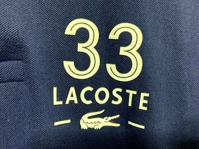 ★ LACOSTE ラコステ ナンバリングロゴプリント ストレッチカノコポロシャツ 日本製 ネイビー 3の画像3