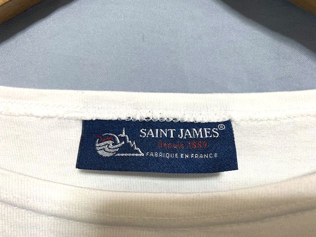 * Франция производства прекрасный товар SAINT JAMES St. James NAVALna Val морской окантовка автобус k рубашка белый × темно-синий FR3-42 SM