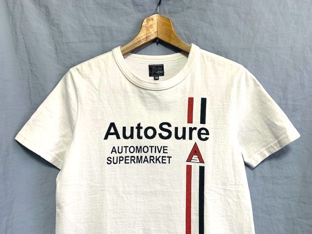 ★美品　JOE McCOY ジョーマッコイ　リアルマッコイズ　S/S TEE Auto Sure ヘビーウェイトコットン プリントＴシャツ 日本製 ホワイト 36_画像2