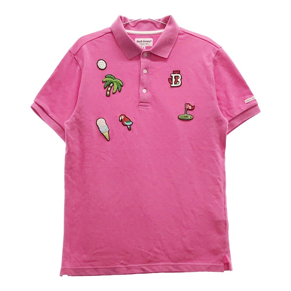 【1円】JACK BUNNY ジャックバニー 半袖ポロシャツ ワッペン ピンク系 5 [240001924735] メンズの画像1