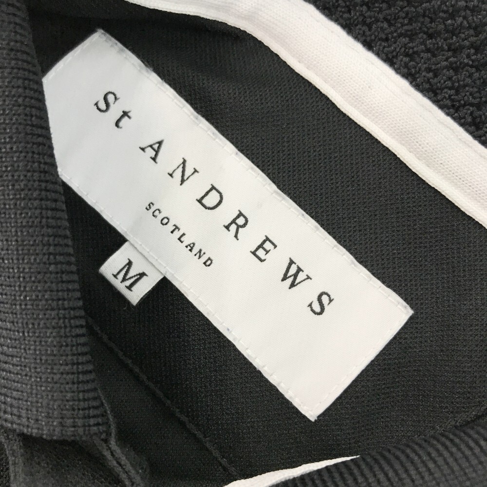 【1円】ST ANDREWS セントアンドリュース 半袖ポロシャツ 刺繍総柄 ブラック系 M [240001917832] メンズの画像5