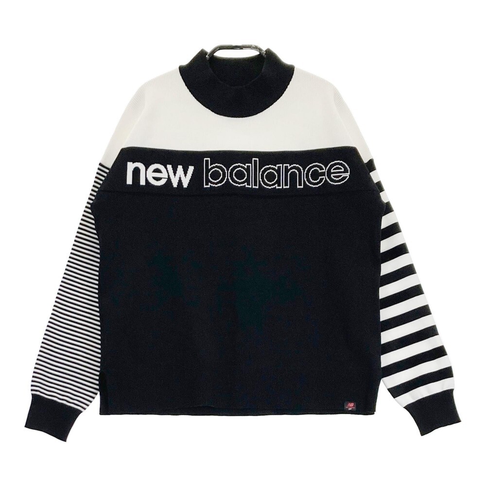 NEW BALANCE ニューバランス 012-0270502 ハイネック ニットセーター ボーダー柄 ブラック系 2 [240101189358] ゴルフウェア レディース_画像1