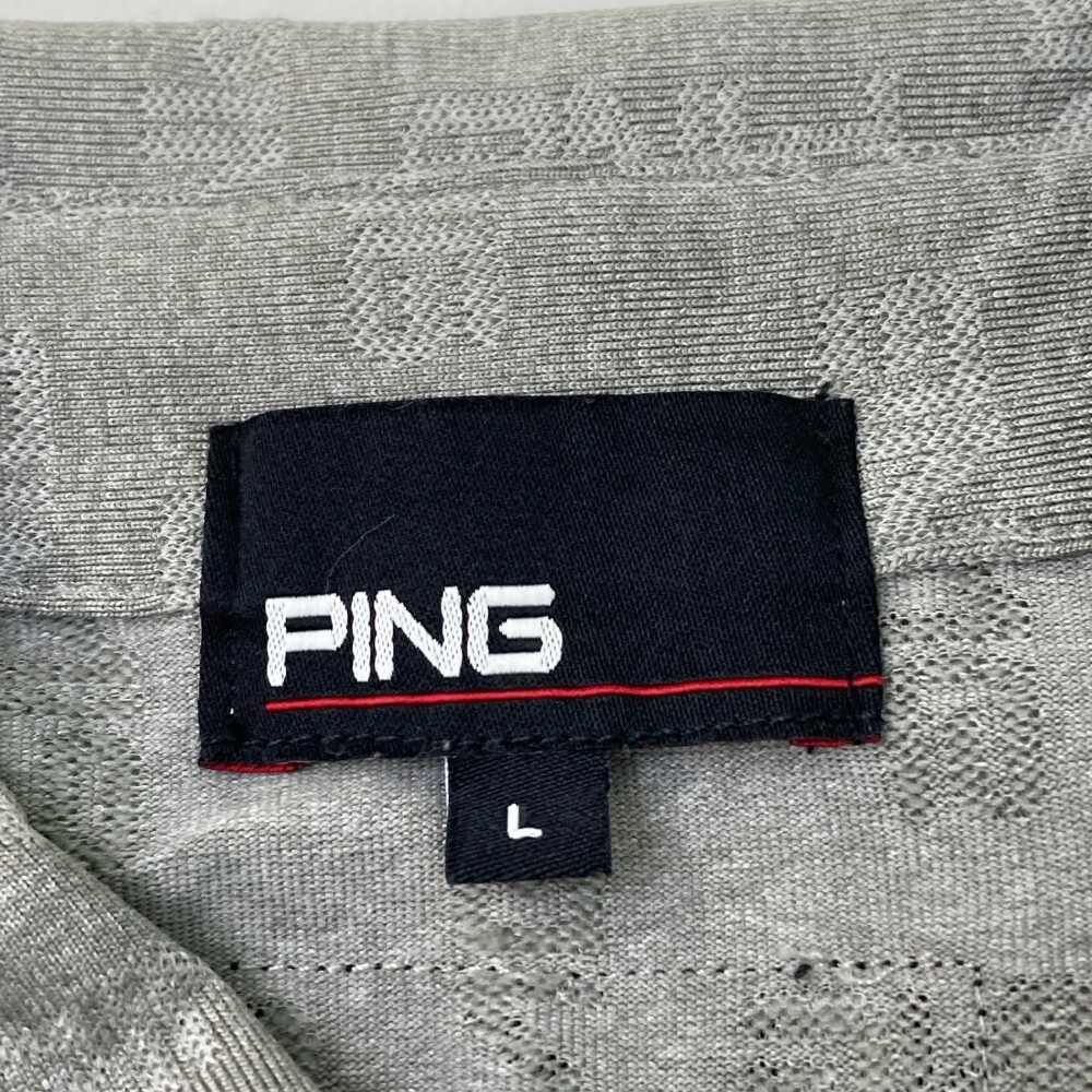 PING ピン 2023年モデル 半袖ポロシャツ ロゴ 総柄 グレー系 L [240101187100] ゴルフウェア メンズ_画像3