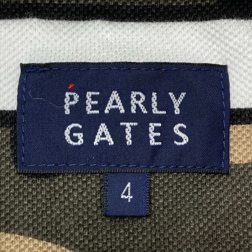 PEARLY GATES パーリーゲイツ 30周年 半袖ポロシャツ カモフラ ボーダー柄 カーキ系 4 [240101190831] ゴルフウェア メンズ_画像3