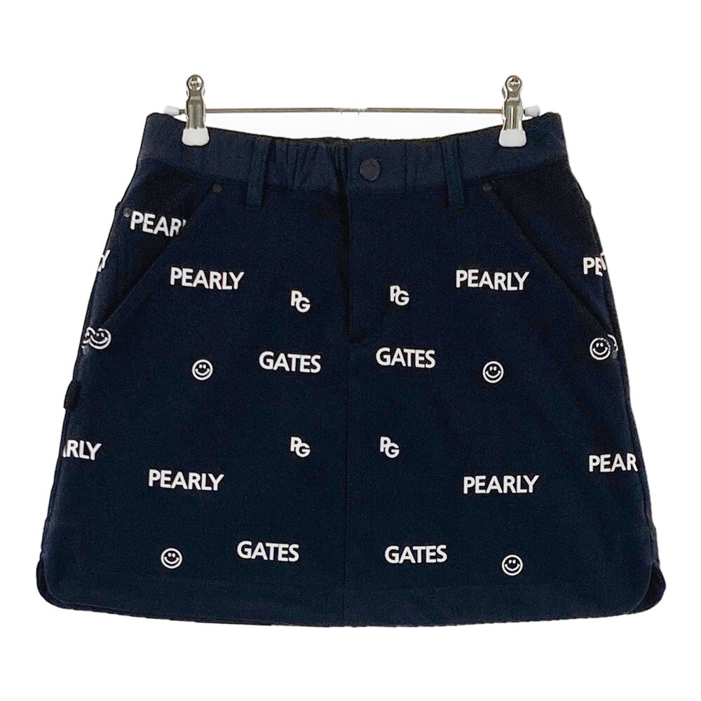 PEARLY GATES パーリーゲイツ 055-1234110 スウェット スカート ロゴ 総柄 ネイビー系 0 [240101190096] ゴルフウェア レディース_画像1