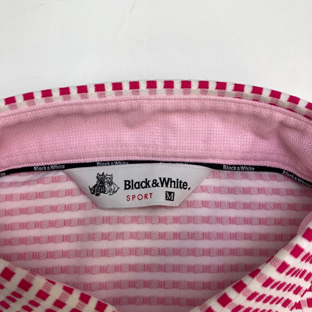 BLACK&WHITE black and white polo-shirt with short sleeves check pattern pink series M [240101191781] Golf wear men's 
