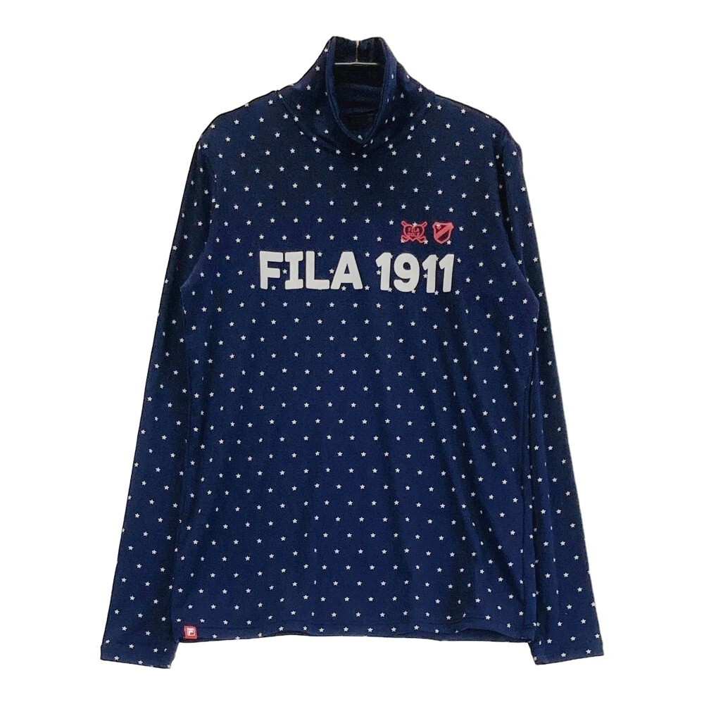 FILA GOLF フィラゴルフ ハイネック 長袖インナーTシャツ 星柄 ネイビー系 M [240101193678] ゴルフウェア レディース_画像1