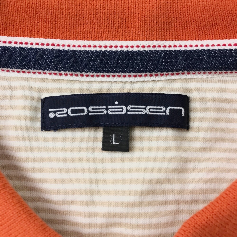 【1円】ROSASEN ロサーセン 半袖ポロシャツ リーフ総柄 オレンジ系 L [240001921454] レディース_画像5