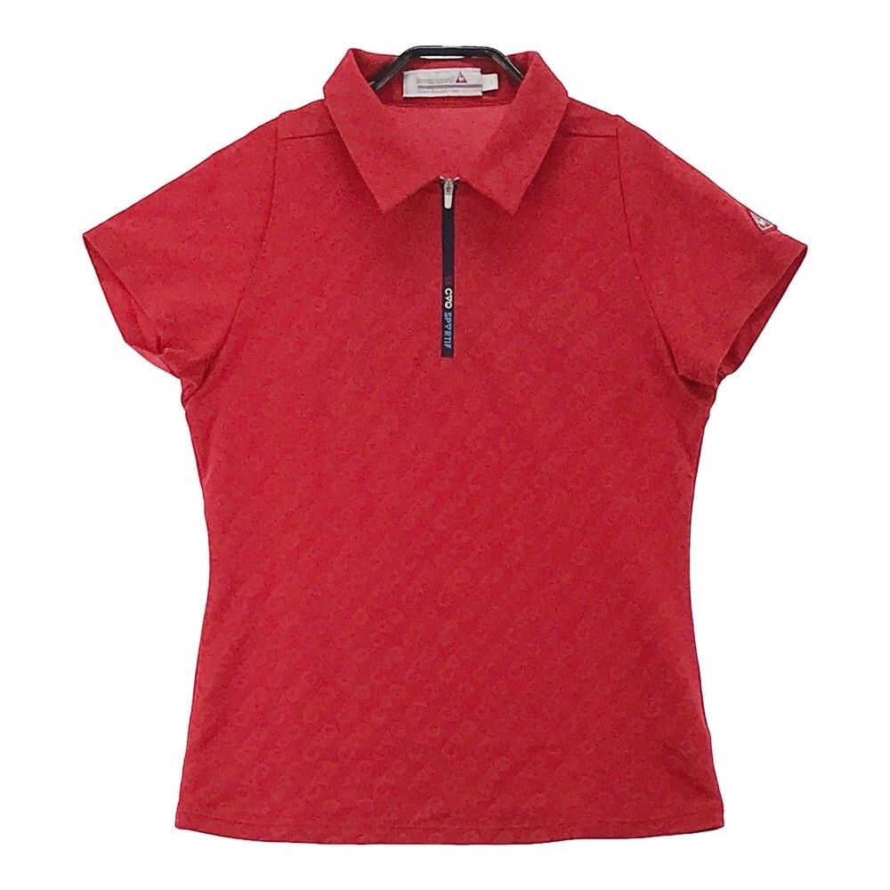 [1 иен ]LE COQ GOLF Le Coq Golf половина Zip рубашка-поло с коротким рукавом общий рисунок оттенок красного L [240001980690] женский 