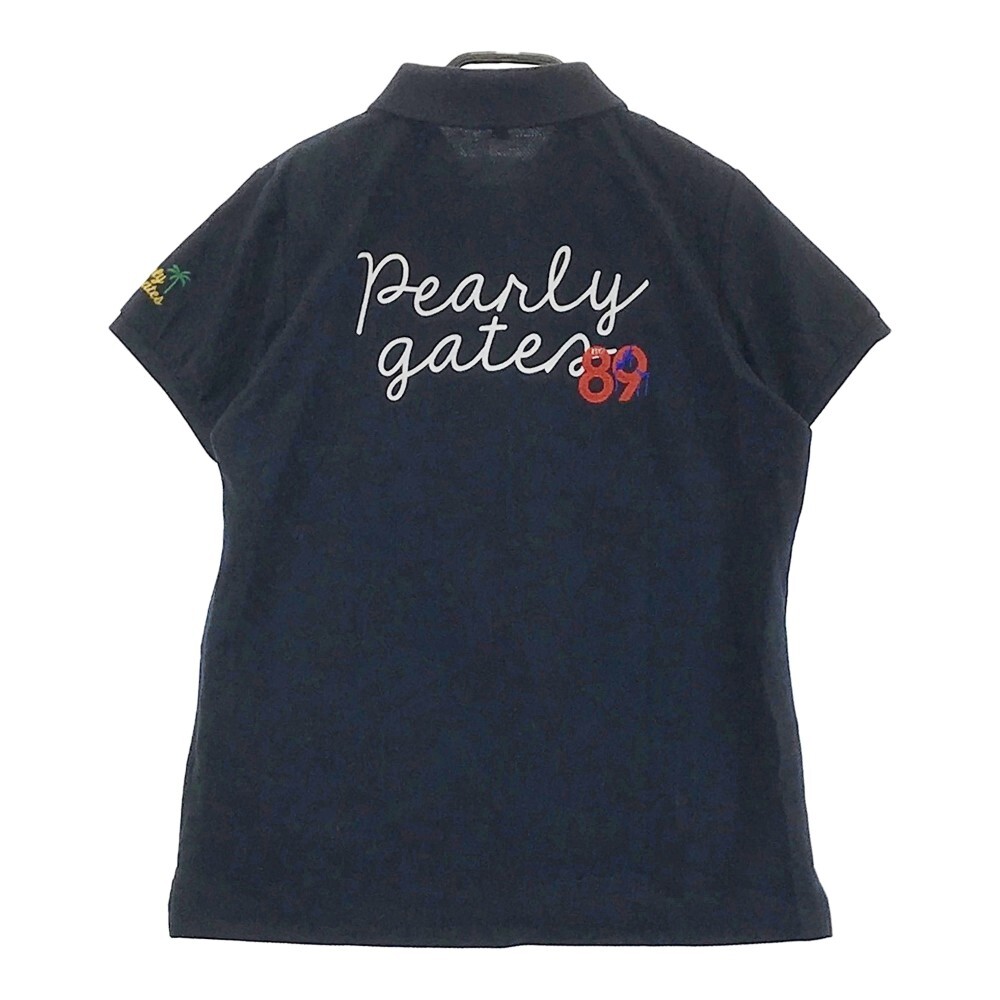 【1円】PEARLY GATES パーリーゲイツ 半袖ポロシャツ ヘリンボーン柄 ネイビー系 0 [240101137486] レディース_画像2