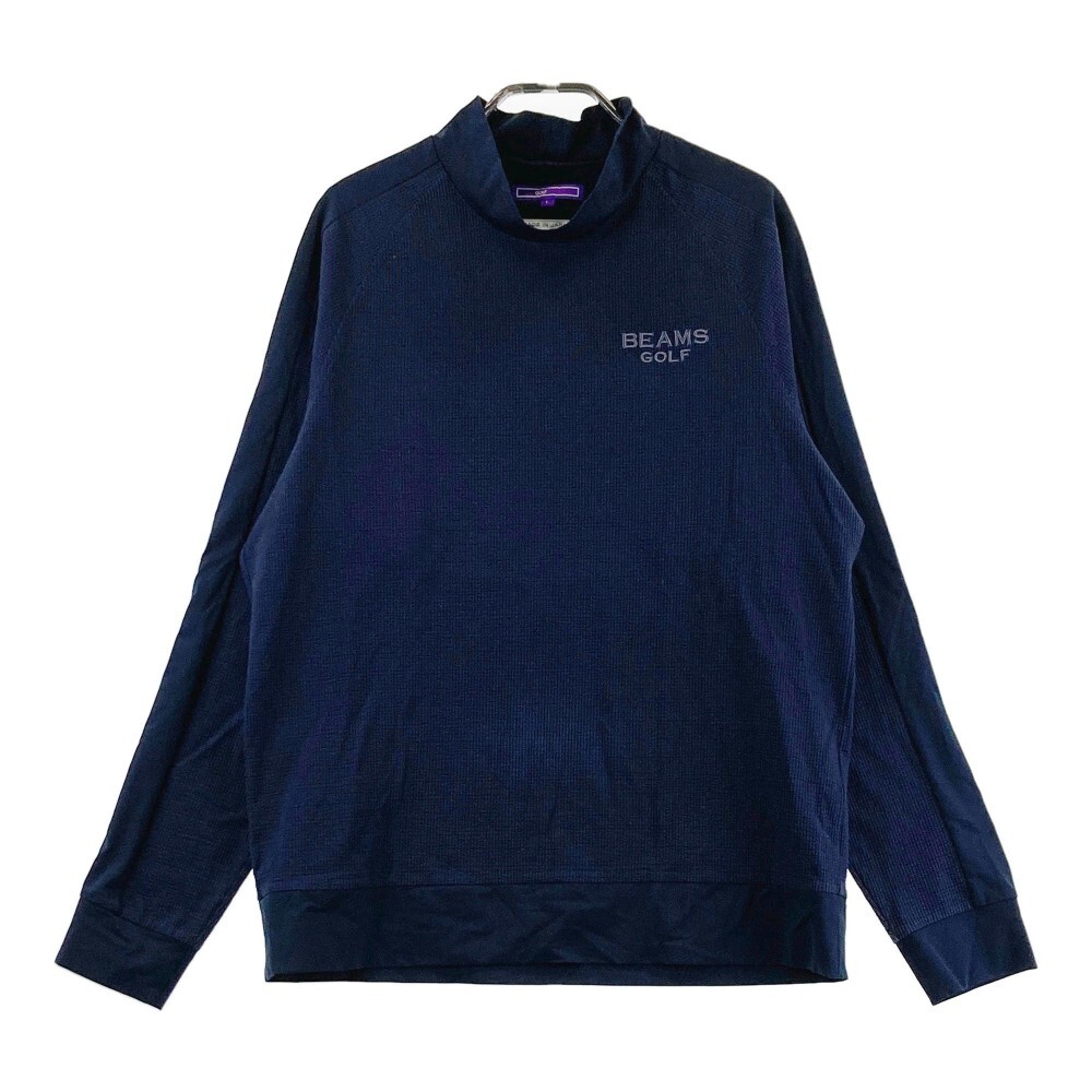 BEAMS GOLF ビームスゴルフ 2022年モデル ハイネック 長袖Tシャツ シアサッカー ネイビー系 L [240101192334] ゴルフウェア メンズ_画像1