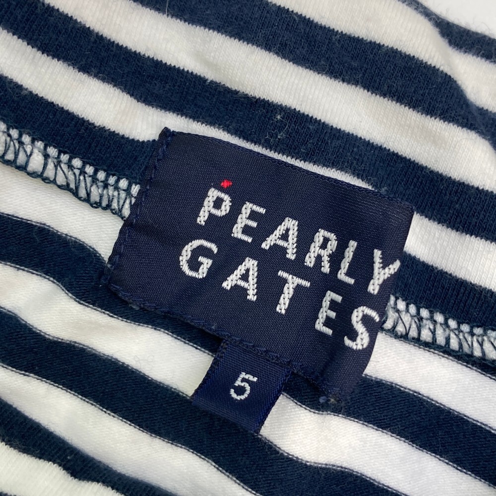 PEARLY GATES パーリーゲイツ ハイネック 半袖Tシャツ ボーダー柄 ネイビー系 5 [240101194967] ゴルフウェア メンズ_画像3