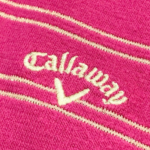 【1円】CALLAWAY キャロウェイ 長袖ハイネックTシャツ ボーダー ピンク系 M [240001977019] レディースの画像4