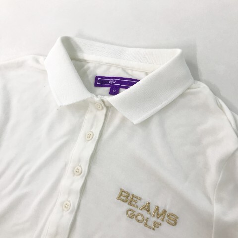 【1円】BEAMS GOLF ビームスゴルフ 長袖ポロシャツ ロゴ刺繍 ホワイト系 S [240001873971] レディースの画像3