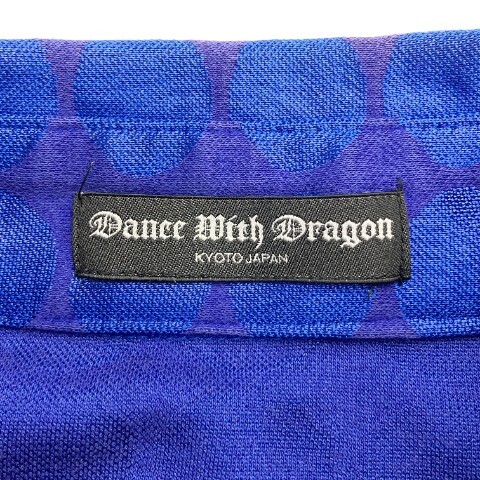 [1 иен ]DANCE WITH DRAGON Dance With Dragon кнопка down рубашка-поло с коротким рукавом нашивка точка общий рисунок оттенок голубого 2 [240101076135]