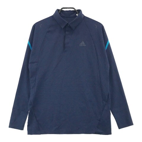 【1円】ADIDAS GOLF アディダスゴルフ 長袖ポロシャツ 総柄 ネイビー系 O [240001947974] メンズ_画像1