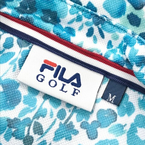 【1円】FILA GOLF フィラゴルフ 半袖ポロシャツ 花 総柄 ブルー系 M [240001980418] メンズ_画像6