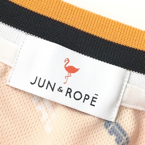 【1円】JUN&ROPE ジュン アンド ロペ ハーフジップ ノースリーブポロシャツ ロゴ 総柄 オレンジ系 M [240101004188] レディース_画像4