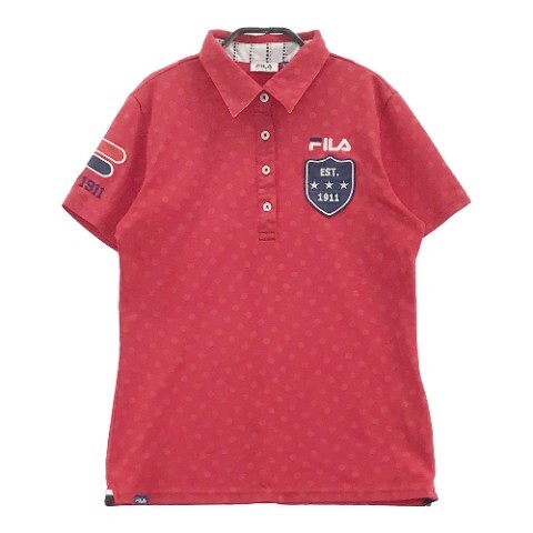 【1円】FILA GOLF フィラゴルフ 半袖ポロシャツ ドット柄 レッド系 L [240101018231] レディース_画像1