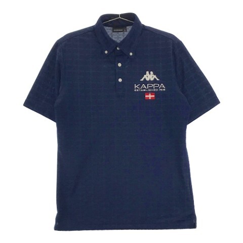 【1円】KAPPA GOLF(AW) カッパゴルフ 半袖ポロシャツ 総柄 ネイビー系 L [240101059801] メンズ_画像1