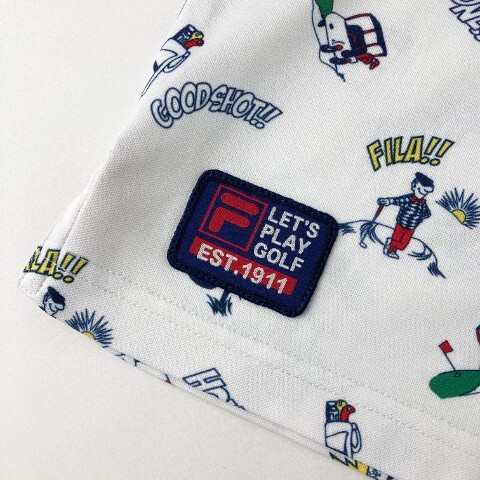 【1円】FILA GOLF フィラゴルフ 半袖ポロシャツ 総柄 ホワイト系 LL [240101076164] メンズ_画像4