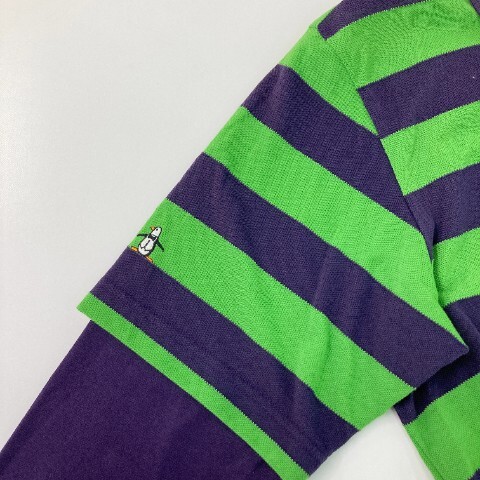 [1 jpy ]MUNSINGWEAR Munsingwear wear Layered manner polo-shirt with long sleeves Skipper border pattern purple series M [240101080375] men's 